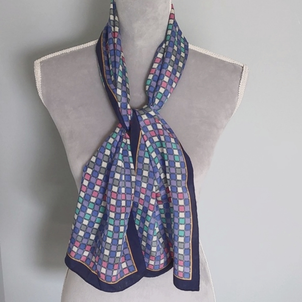 Vintage silk geometric print scarf